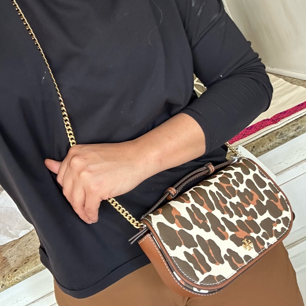 Tory Burch Emerson Printed Top Handle Crossbody In Leopard Print - Picture 11 of 11